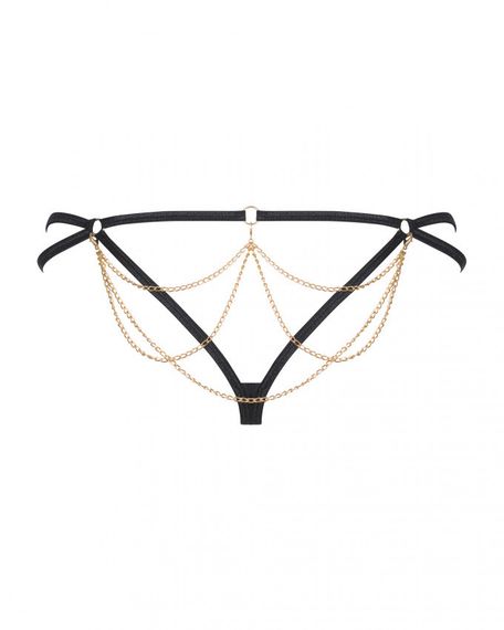Трусики стринги с цепочками Obsessive Pantheria thong black L/XL sexstyle | Зображення 5