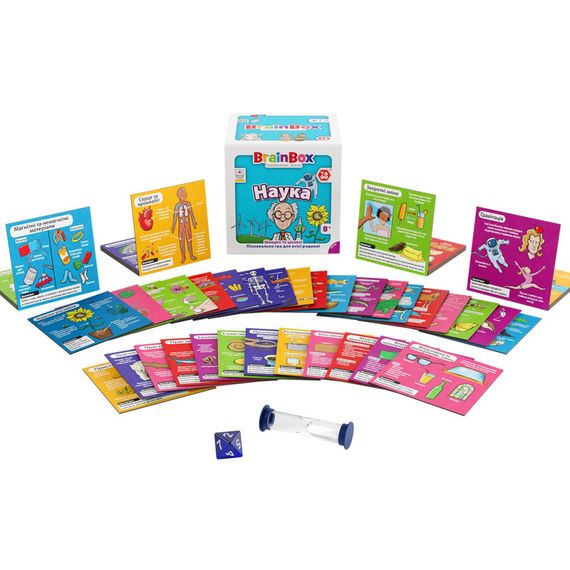 Карточная игра Brainbox "Наука" Yago BZZBRSC01UA 55 карточек 1 игральный кубик | Зображення 4