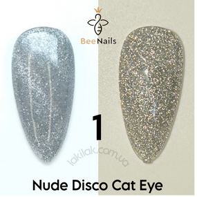 Светоотражающий гель-лак Bee Nails Nude Disco №1 с эффектом кошачего глаза 8мл