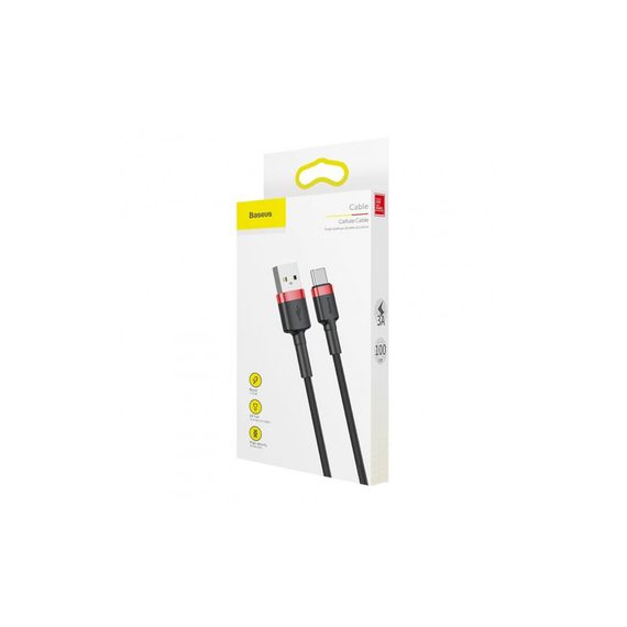 Дата кабель USB 2.0 AM to USB-C 2.0m 2A red-black Baseus (CATKLF-C91) | Зображення 4