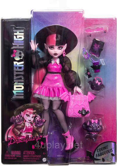 Кукла Монстр Хай Дракулаура с аксессуарами и котом летучей мышью Оригинал Mattel Monster High Draculaura