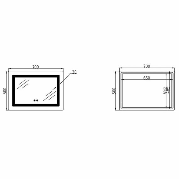 Зеркало Lidz Kubis (KU2) 700х500 с LED-подсветкой Touch, с антизапотеванием, с диммером, рег. яркости LD78LF90448486 | Зображення 1