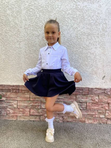 Дитяча шкільна спідниця-шорти на дівчинку колір темно-синій розмір 122, SBR130 | Зображення 6