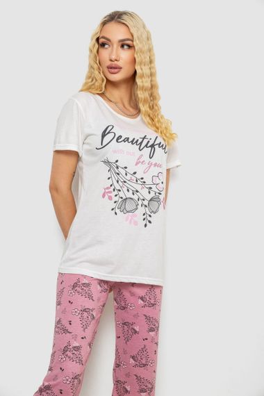 Пижама женская с принтом, цвет молочный, 243R10311 | Зображення 1