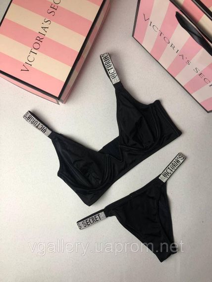 Комплект жіночої нижньої білизни Victoria's Secret Вікторія Сікрет стрази без чашки, Купальник Вікторія Сікрет без чашки | Зображення 3