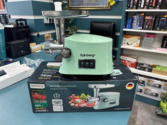 Мясорубка электрическая Rainberg 3800W с насадками и реверсом RB-2272 | Зображення 1