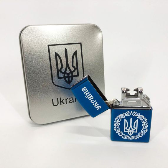 Дугова електроімпульсна запальничка USB Україна (металева коробка) HL-447. SA-999 Колір: синій | Зображення 7