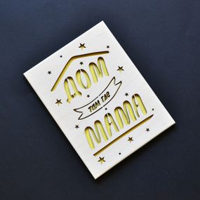 Деревянная открытка "Дом там, где мама". Открытка для мамы, подарочная открытка маме ручной работы