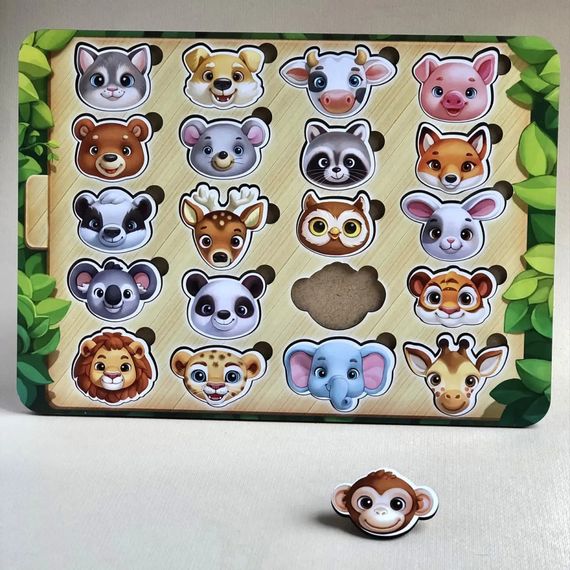 Деревянный пазл-сортер "Мордочки" Ubumblebees (ПСФ084) PSF084 мордочки животных | Зображення 4