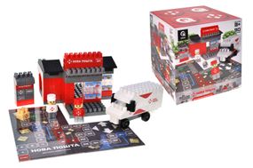 Конструктор блочний QB300-007 "Block&Steps: НОВА ПОШТА. Центральне відділення" + ходилка і гра 3в1, 91дет. qbee