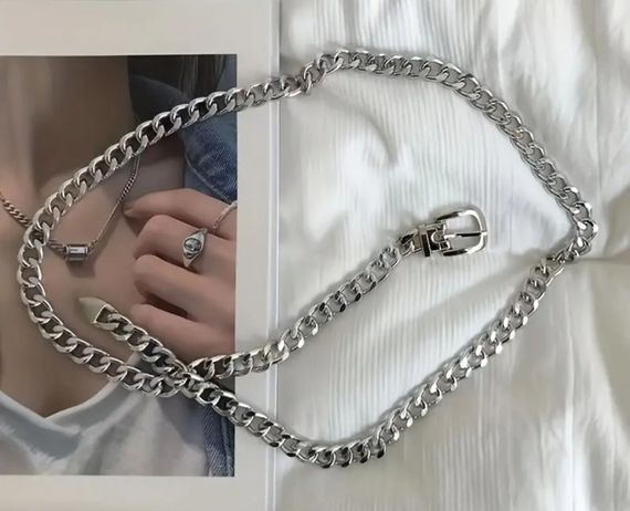 Металевий жіночий пояс ланцюг silver | Зображення 2