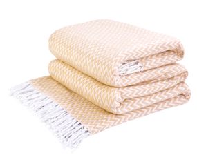 Плед бавовняний зиг-заг бежевий Love You 200 x 220 см