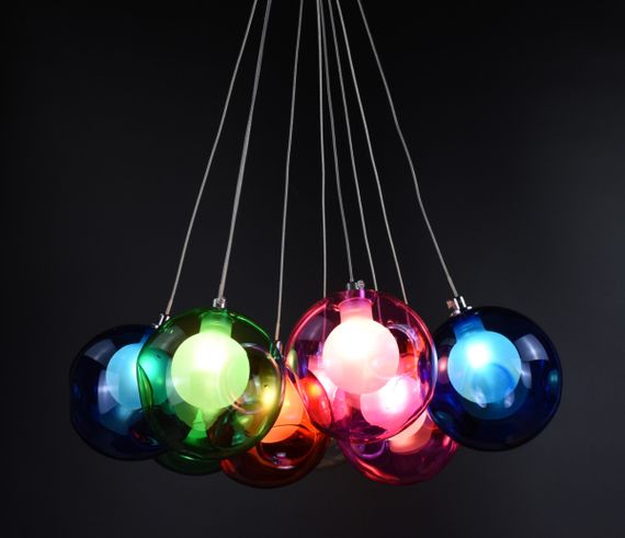 Люстра підвісна на 9 лампочок 26310 Хром 35-140х40х40 см. | Зображення 3