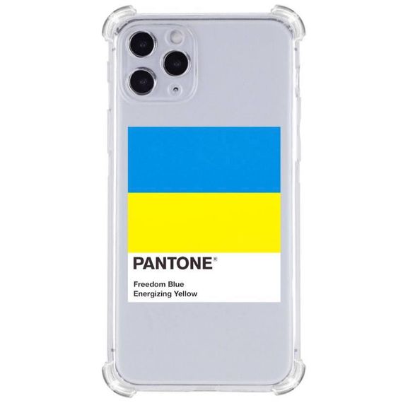 Прозорий протиударний чохол для iPhone 11 pro З принтом: PANTONE flag of Ukraine
