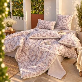 Постільна білизна полуторна з ковдрою демісезонною з мусліну Colorful Home Print 1 22104 150х210 см