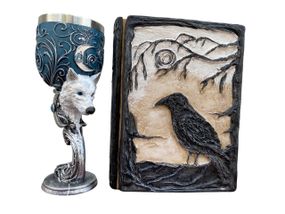 Подарунковий набір Келих 3D Вовк і Блокнот 3D «Тінь Ворона»