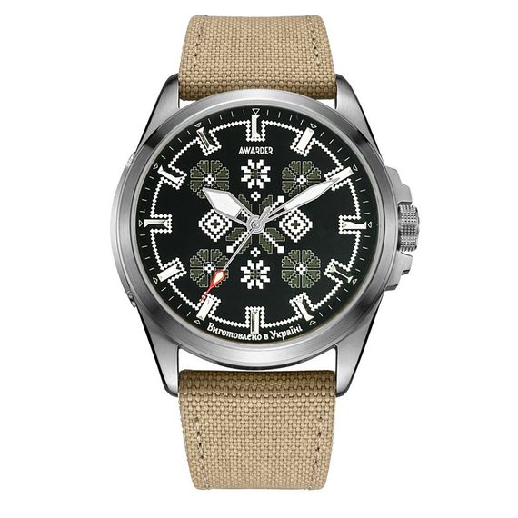 Годинник A2warder Embroidery Silver-Army Green Khaki Battery 10ATM