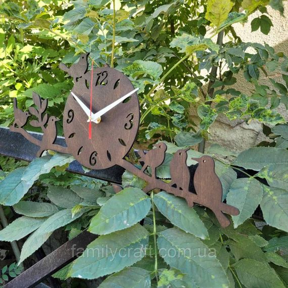 Настінний дерев'яний годинник з фанери Оригінальний годинник з пташками Декор для дому, офісу, подарунок | Зображення 3