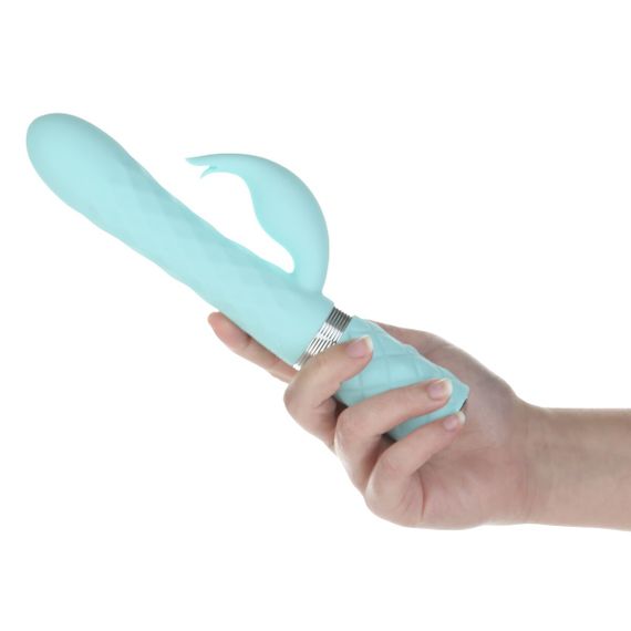 Розкішний кролик з ротацією та вібрацією Pillow Talk Lively Teal, кристал Сваровскі, потрійний відро | Зображення 7