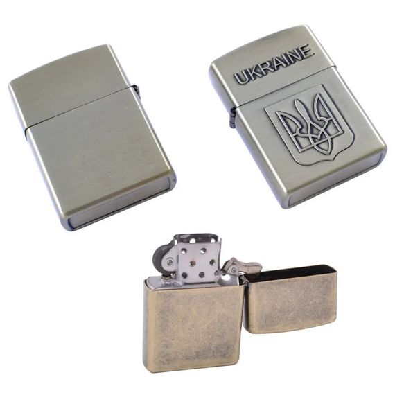 Зажигалка бензиновая герб Украины 4410, зажигалка в подарок, сувенирные зажигалки,. Цвет: золотой | Зображення 5