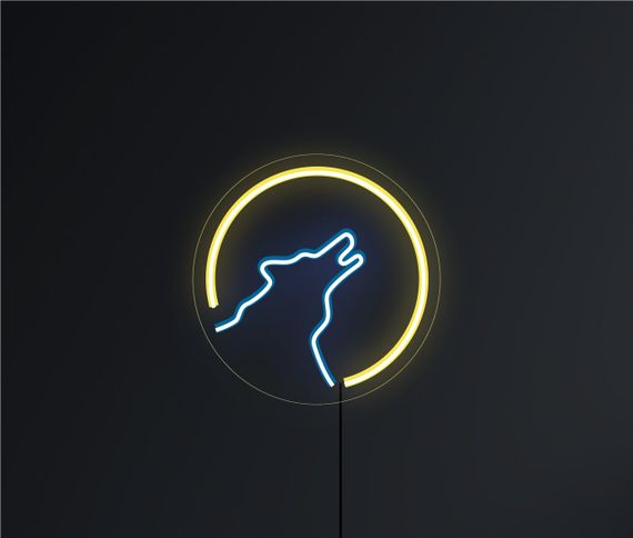 Неоновый светильник Волк Луна 280х280 acr-n000055