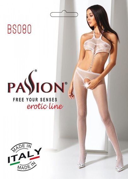 Відкритий бодістокінг Passion BS080 white sexstyle | Зображення 3