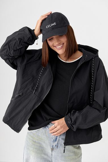 Жіноча вітровка з капюшоном - чорний цвет, ONE SIZE (є розміри)