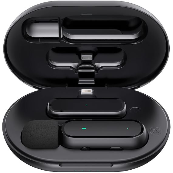 Беспроводной петличный микрофон с зарядным кейсом Savetek P33 Lightning, петличка для iPhone/iPad, до 20м | Зображення 2