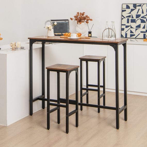Комплект барних стільців Costway Urban Loft з підставкою для ніг коричневий #JV10666CF-2 | Зображення 6