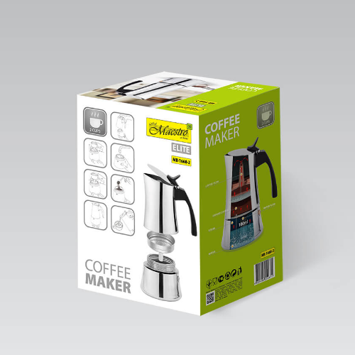 Кавоварка гейзерна 100мл (2 порції) нержавіюча сталь MR-1668-2 Espresso Moka Maestro | Зображення 4