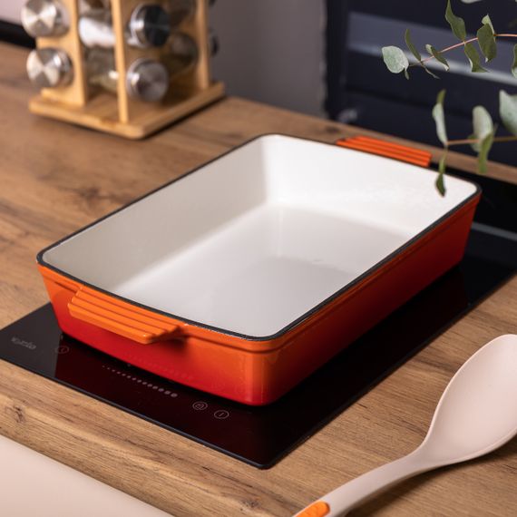 Форма для запікання чавунна 40х23.6х6 см форма для випічки 3 л Помаранчева HP-1-9O | Зображення 3