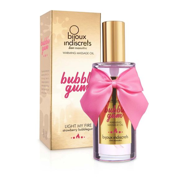 Разогревающее масло Bijoux Indiscrets Light my Fire – Strawberry Bubblegum (100 мл) | Зображення 1
