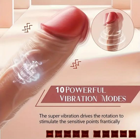 Реалістичний вібратор із підігрівом і телескопічним механізмом обертання, з пультом керування | Зображення 4