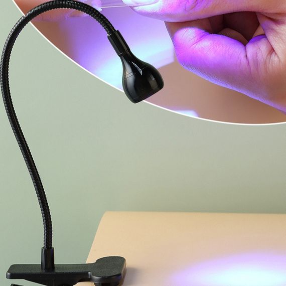 УФ лампа на кліпсі для нігтів (працює від USB) чорна 5W | Зображення 1