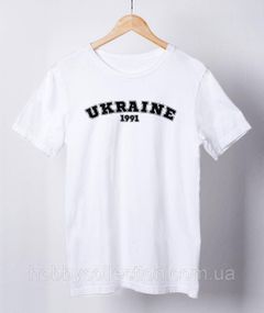 Футболка жіноча із патріотичним принтом "UKRAINE 1991" біла