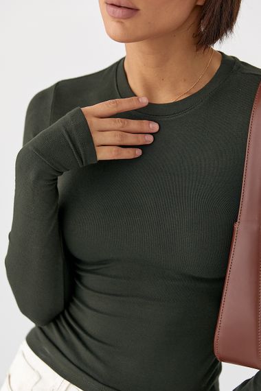 Однотонний еластичний лонг - хакі цвет, S (є розміри) | Зображення 3