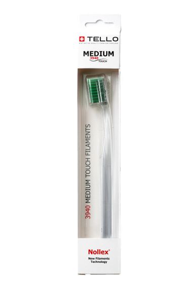 Зубна щітка Tello 3940 Medium White, d 0.15mm, зелена