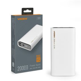 Павербанк 20000 mAh Videx VPB-320-W 22,5W білий