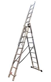 Драбина алюмінієва трисекційна GTM KME309 3x9 сходинок 2.45-5.69м (KME309) (39946)