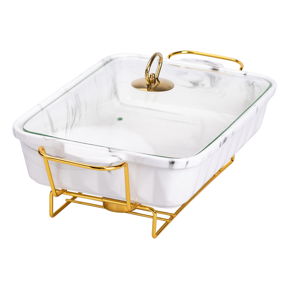 Настільний марміт 2 літри прямокутний порцеляновий 40х22.5х15.5 см на підставці Lugi HP1030 | Зображення 2