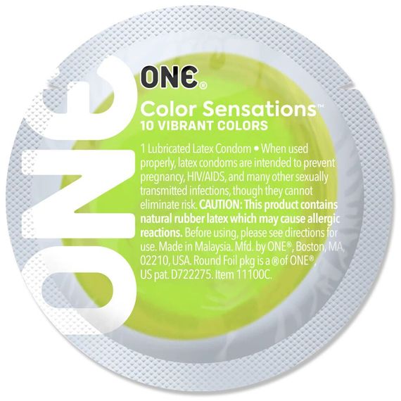 Презерватив ONE Color Sensations Roll ONE on, 1 шт, салатовий, гладенький, зі змазкою | Зображення 1