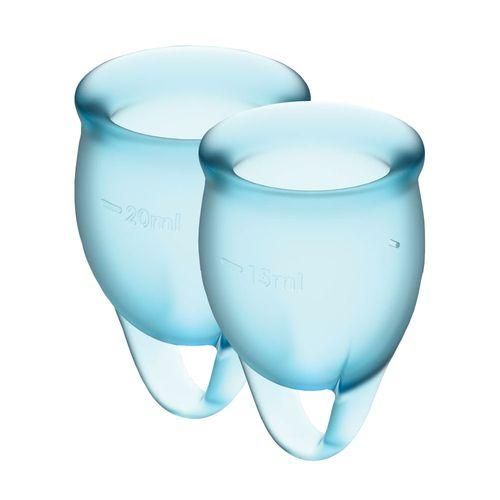 Набір менструальних чаш Satisfyer Feel Confident (light blue), 15мл і 20мл, мішечок для зберігання Sex Aura