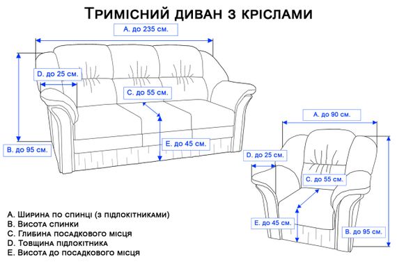 Жаккардовый чехол на диван + 2 кресла Volna с юбкой, песочный | Зображення 7