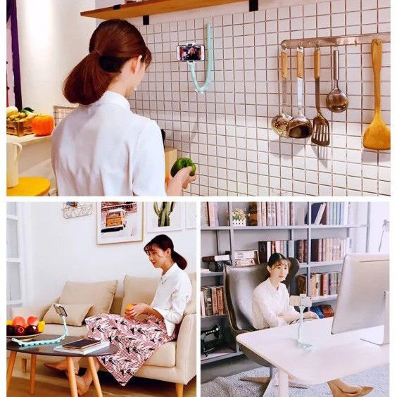 Гибкий держатель для телефона с присосками универсальный Cute Worm Lazy Holder. SO-956 Цвет: черный