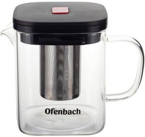 Чайник скляний заварювальний Ofenbach 1000мл зі знімним ситечком (0612m)