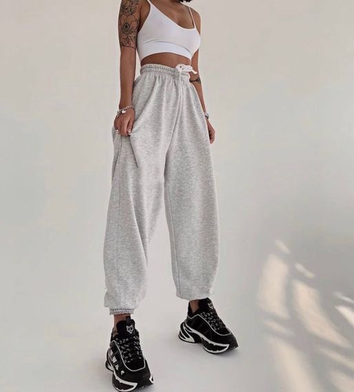 Женские спортивные штаны джоггеры с широким шнурком GF198 цвет серый размер 42/44 | Зображення 2