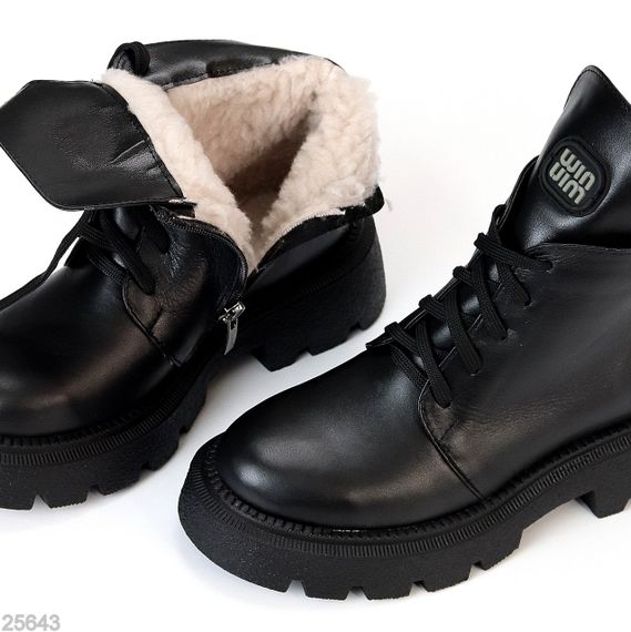 Крутые черные кожаные зимние ботинки натуральная кожа | Зображення 4