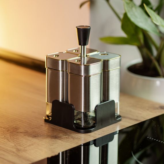 Набор емкостей для специй 4 шт на подставке 120 мл Хром HP-1318 | Зображення 5