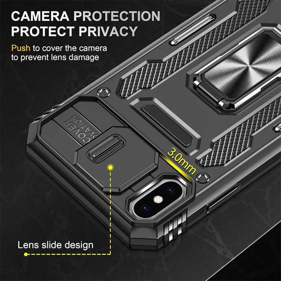 Ударопрочный чехол Camshield Army Ring для Apple iPhone X / XS (5.8") Черный / Black | Зображення 5