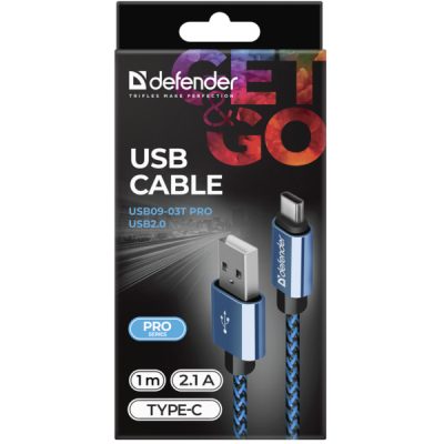 Дата кабель USB 2.0 AM to Lightning 1.0m ACH01-03T 2.1A blue Defender (87811) (87811) | Зображення 2
